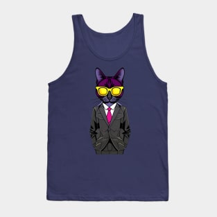 Cat Boss In Elegant Suit Tank Top